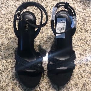 Express Black Braided Espadrille Wedge Sandals